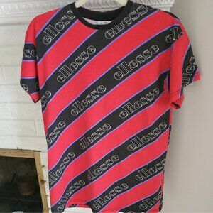 Ellesse Heritage Unisex red & Black Stripped Printed Cotton Sz Men XS WMN M